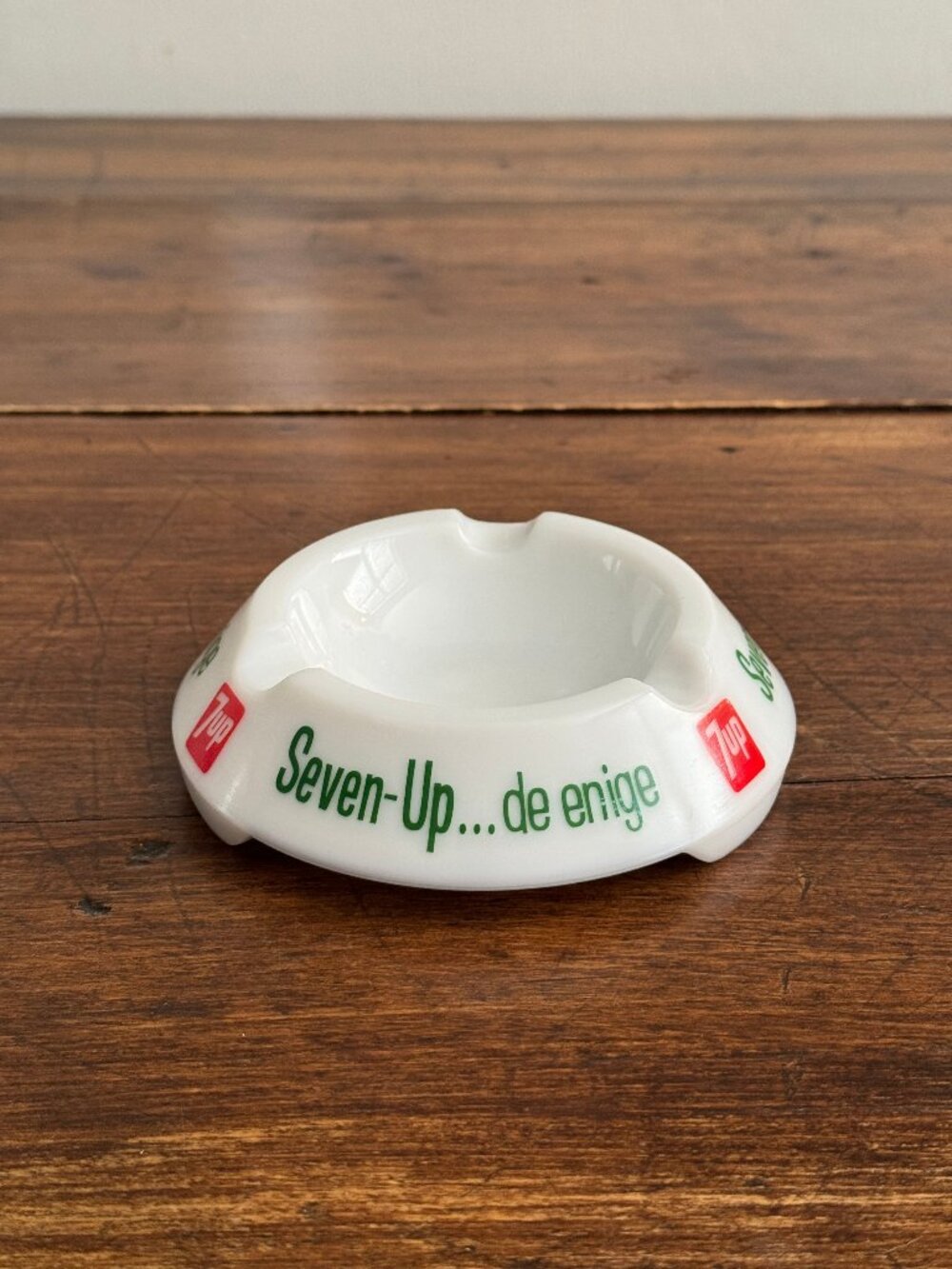 Vintage French Milk Glass 7-Up Ashtray by Opalex France